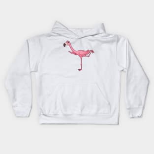 Cartoon flamingo doing yoga Kids Hoodie